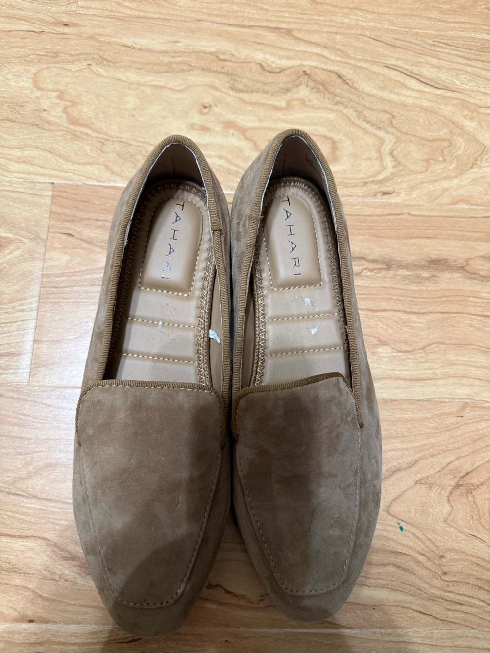 Tahari Brown Suede Slip-On Loafers